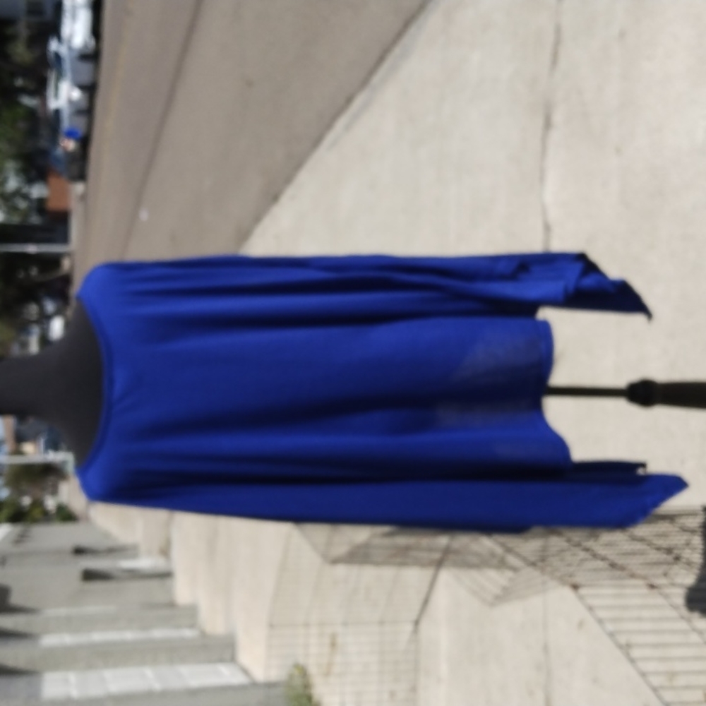 Lucky fun and flowy royal blue poncho, size small - Picture 3 of 4